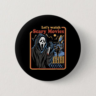 Fun Halloween Let’s Watch Horror Movies Ghost 6 Cm Round Badge