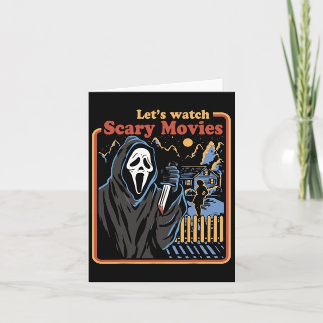 Fun Halloween Let’s Watch Horror Movies Ghost  Card (Front)