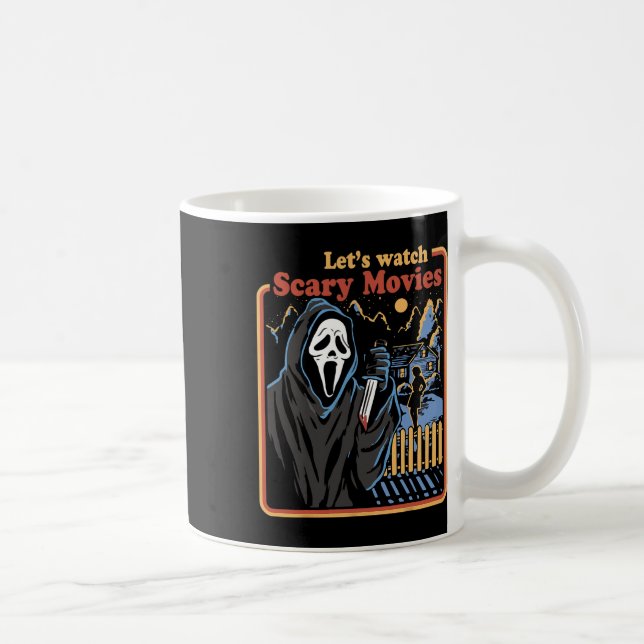 Fun Halloween Let’s Watch Horror Movies Ghost  Coffee Mug (Right)