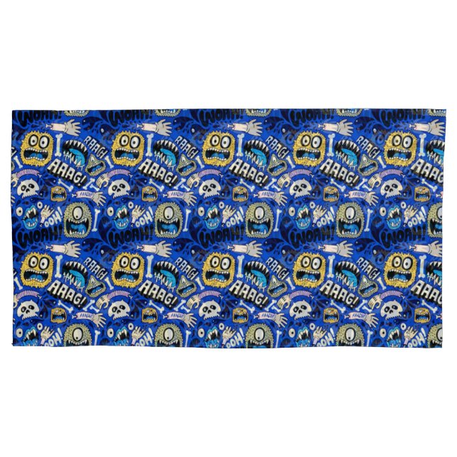 Fun Halloween Monster Pattern Pillowcase (Front)