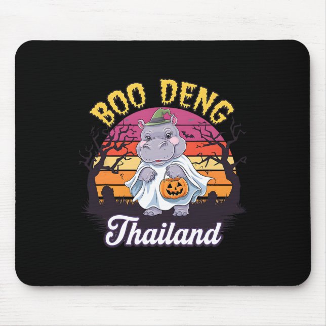 Fun Halloween Moo Deng Hippo Baby  Mouse Mat (Front)