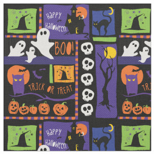 Fun Halloween Patch Print Fabric
