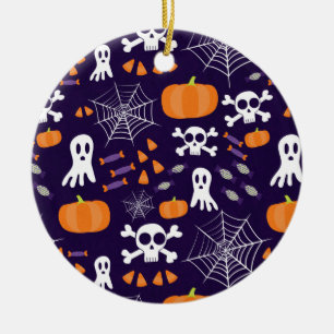Fun Halloween Pattern Ceramic Tree Decoration