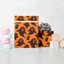 Fun Halloween Pattern Ghost Black Orange Spooky