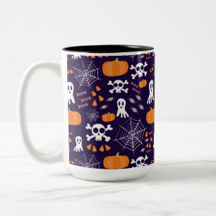 Fun Halloween Pattern Two-Tone Coffee Mug