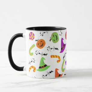 Fun Halloween Patterned White Background Mug