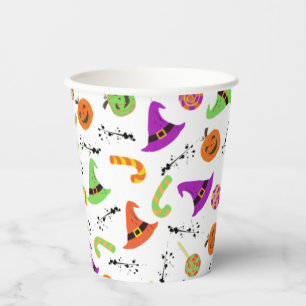 Fun Halloween Patterned White Background Paper Cups