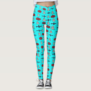 Fun Halloween Print on Blue  Leggings