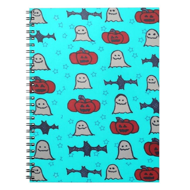 Fun Halloween Print on Blue Notebook (Front)
