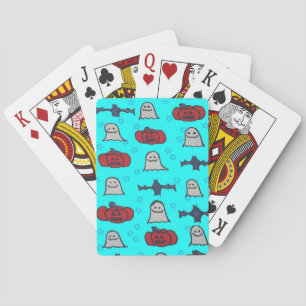 Fun Halloween Print on Blue Playing Cards