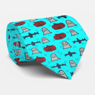 Fun Halloween Print on Blue Tie