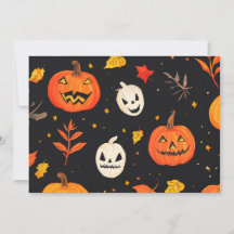 Fun Halloween Pumpkin and Leaves Print