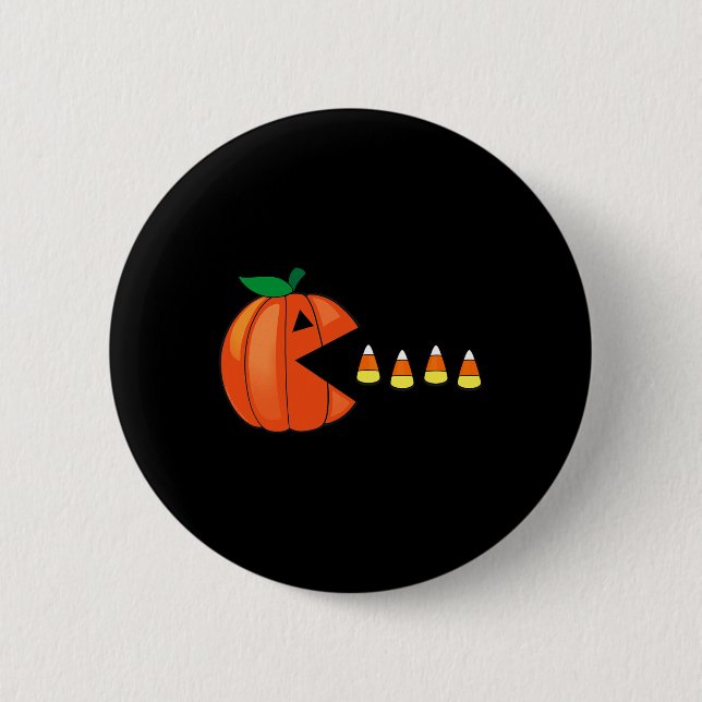 Fun Halloween Pumpkin Eating Candy Corn  6 Cm Round Badge (Front)
