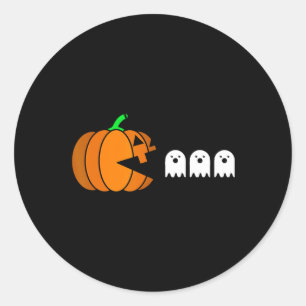 Fun Halloween Pumpkin Eating Ghost Classic Round Sticker
