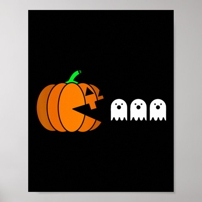 Fun Halloween Pumpkin Eating Ghost Poster (Front)