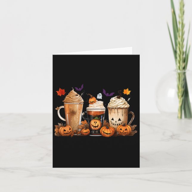 Fun Halloween Pumpkin Spice Latte Coffee Fall Wome Card (Front)