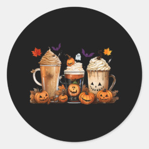 Fun Halloween Pumpkin Spice Latte Coffee Fall Wome Classic Round Sticker