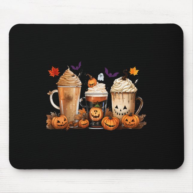 Fun Halloween Pumpkin Spice Latte Coffee Fall Wome Mouse Mat (Front)