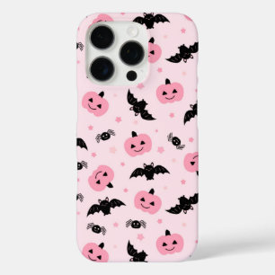Fun Halloween Pumpkins and Bat Pattern iPhone 16 Pro Case