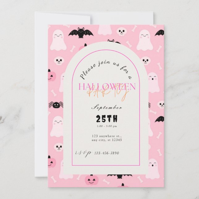 Fun Halloween Pumpkins and Bat theme party Invitation (Front)