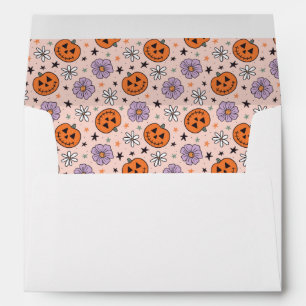 Fun Halloween Pumpkins and Flowers Pattern Envelope