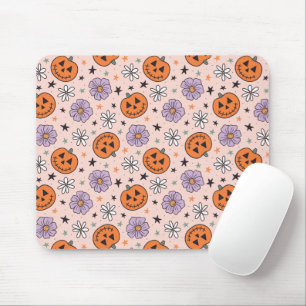 Fun Halloween Pumpkins and Flowers Pattern Mouse Mat