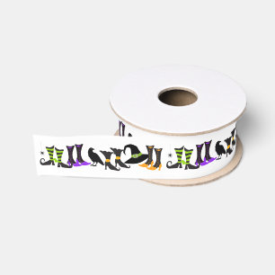 Fun Halloween Ribbon with Spiders Crows Witch Hats Grosgrain Ribbon