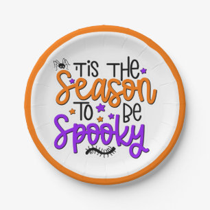 Fun Halloween Spooky Quote Orange Purple Party Paper Plate