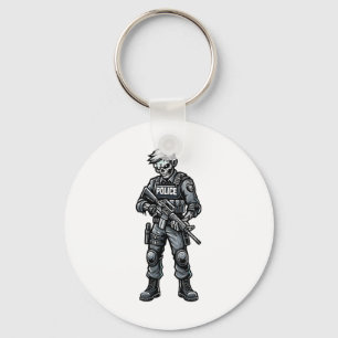 Fun Halloween Tactical Zombie Creepy Police Office Key Ring