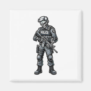 Fun Halloween Tactical Zombie Creepy Police Office Magnet