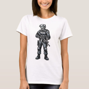 Fun Halloween Tactical Zombie Creepy Police Office T-Shirt