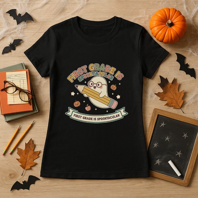 Fun Halloween Teacher First Grade Is Spooktacular  T-Shirt (Creator Uploaded)