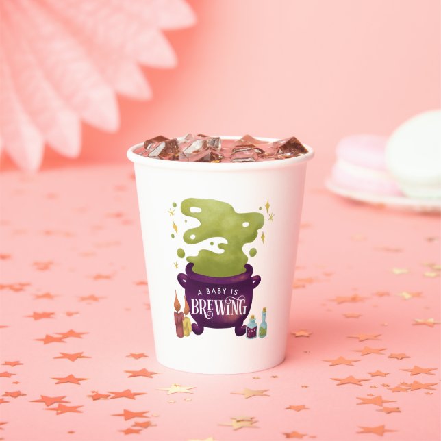 Fun Halloween Witch Baby Shower Paper Cups (Insitu)