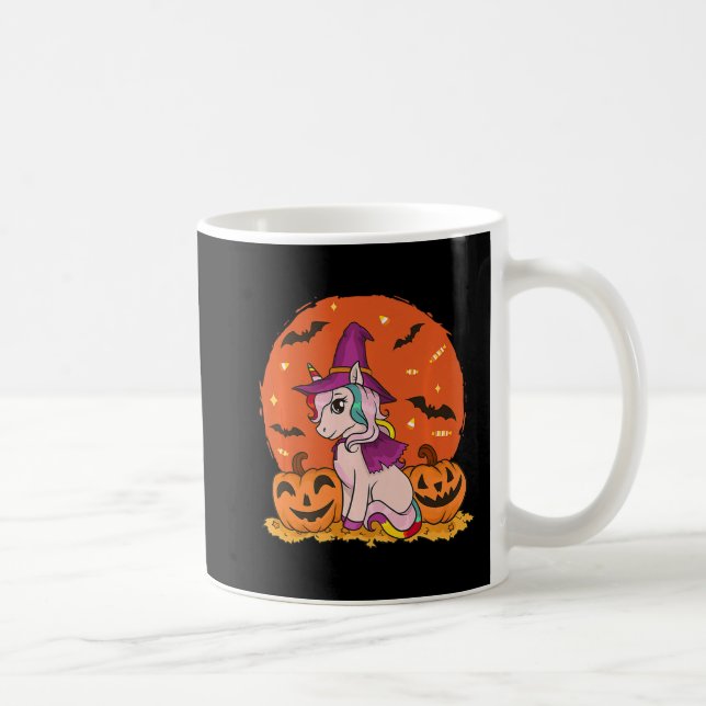 Fun Halloween Witchy Unicorn Cute Witch Pumpkin Fo Coffee Mug (Right)