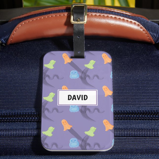 Fun Halloween with cute ghosts, customisable Luggage Tag (Front Insitu 2)