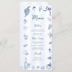 Fun Hand Drawn Blue Stripes Italian Menu