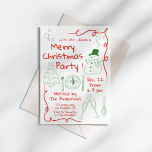 Fun Hand-Drawn Christmas Party Invitation         