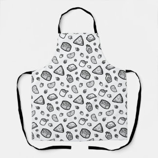 Fun Hand-drawn Pancake All-Over Pattern Apron