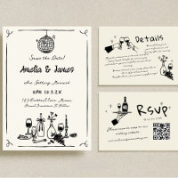 Fun Hand Drawn Save the date Quirky wedding 