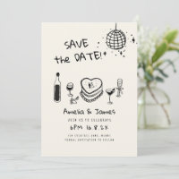 Fun Hand Drawn Save the date wedding