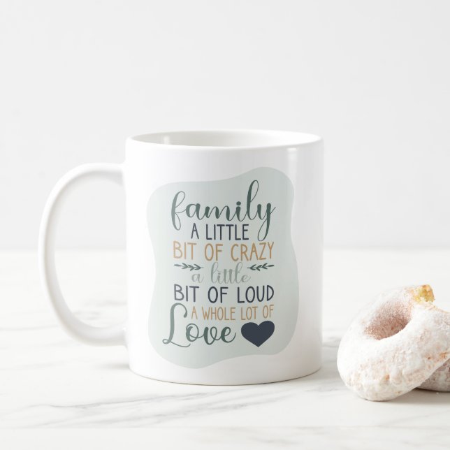 Fun Hand Lettered Colour Editable Family Quote Coffee Mug (With Donut)