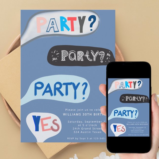 Fun Hand-Script Speech Bubble Birthday Invitation (Creator Uploaded)