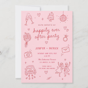 Fun Hand Wedding Drawn Party Invitations