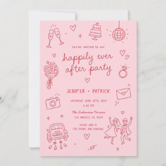 Fun Hand Wedding Drawn Party Invitations