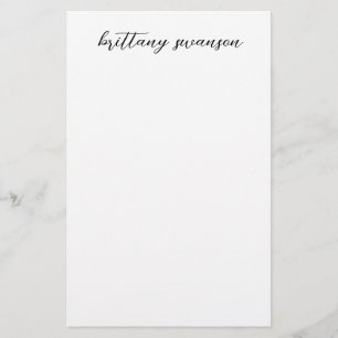 Fun Hand-written style Name in Black and White Stationery