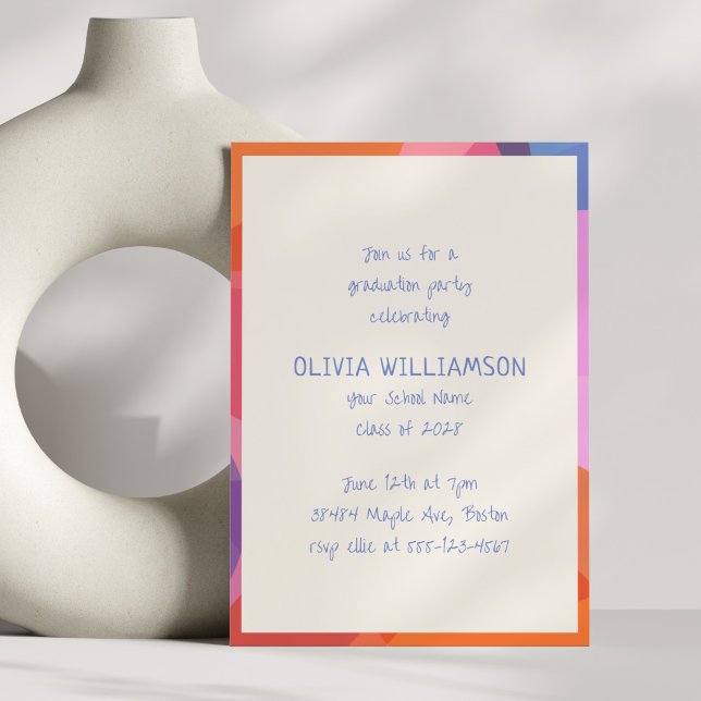 Fun Handwritten Colourful Modern Graduation Party Invitation (Creator Uploaded)