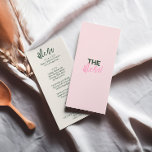 Fun Handwritten Colourful Pastel Summer Wedding Menu<br><div class="desc">A colourful retro funky modern peach yellow wedding dinner menu. Which features chic template design of boho vintage sweet pink background and green bold typography .Perfect and matching with the whole suite.</div>