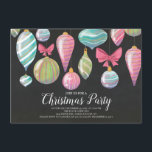 Fun Hanging Ornaments Christmas Party Invitation<br><div class="desc">Colourful Christmas Party Invitation featuring hanging Christmas ornaments set on a black chalkboard background.  Flip our unique invite over to view a matching back for an extra special touch.  Perfect holiday season invitation for a neighbourhood get together,  office party,  office cocktail party or christmas party, </div>