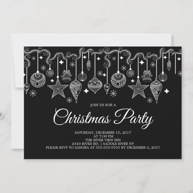 Fun Hanging Ornaments Christmas Party Invitation (Front)