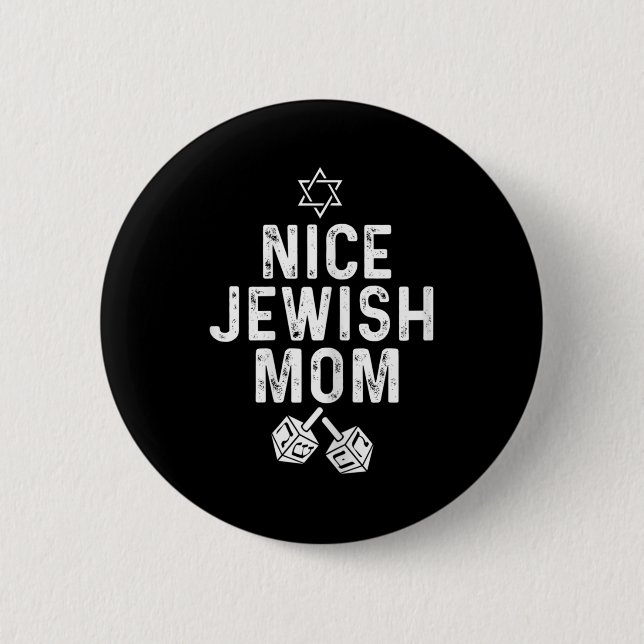 Fun Hanukkah Dreidel Star For Nice Jewish Mum  6 Cm Round Badge (Front)